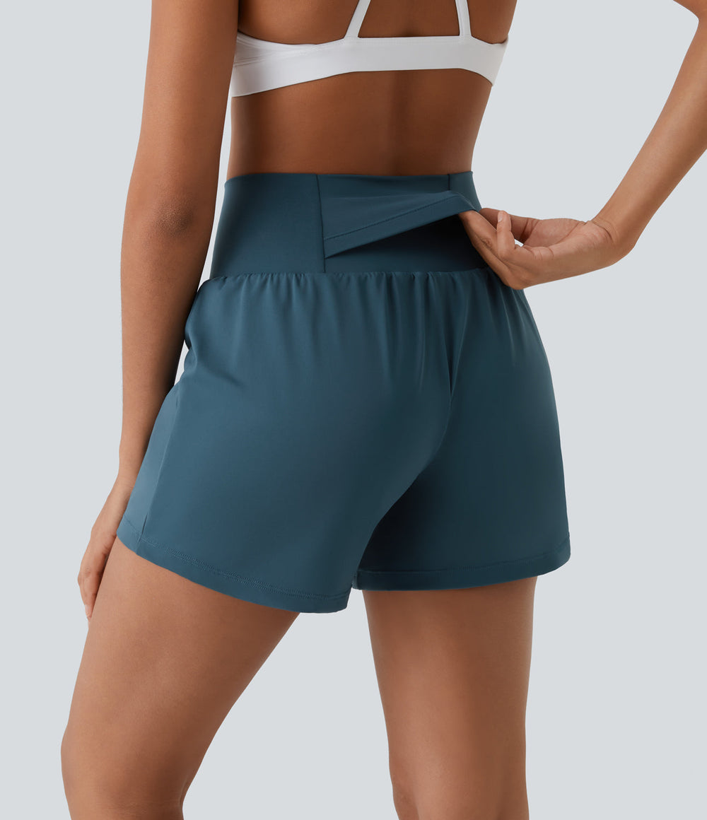 Mila™ | 2-in-1 yogashort met hoge taille, achterzak en zijzak