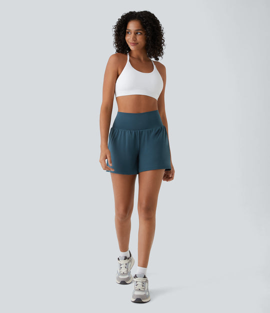 Mila™ | 2-in-1 yogashort met hoge taille, achterzak en zijzak