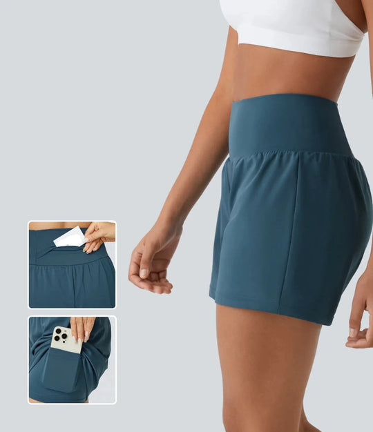 Mila™ | 2-in-1 yogashort met hoge taille, achterzak en zijzak