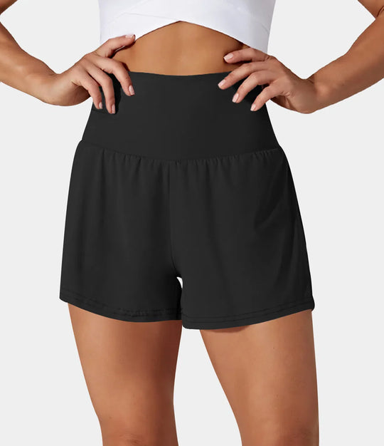 Mila™ | 2-in-1 yogashort met hoge taille, achterzak en zijzak